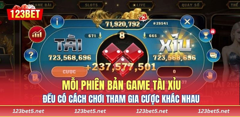 Mỗi phiên bản game tài xỉu đều có cách chơi tham gia cược khác nhau 