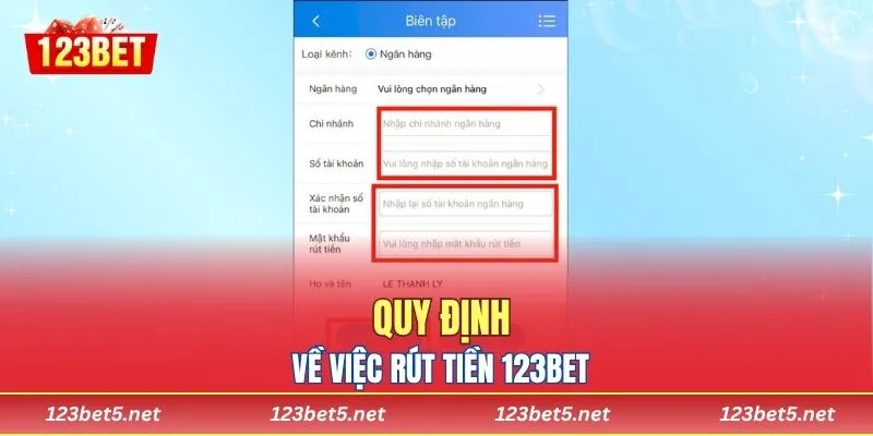 Quy định về việc rút tiền 123bet